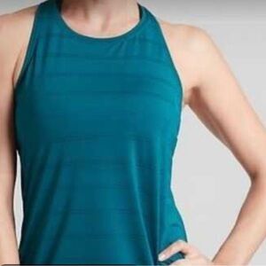 Athleta Teal Mesh Striped Racerback Tank Top Athletic Workout Women's M